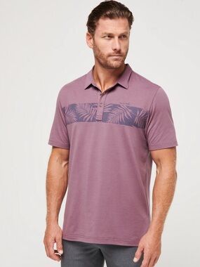 Travis Mathew The Heather Localism Leaf Stripe Golf Polo XL